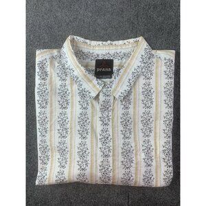 PrAna Breathe Mens 100% Cotton Shot Sleeve Button Up Shirt Size 2XL Multicolor